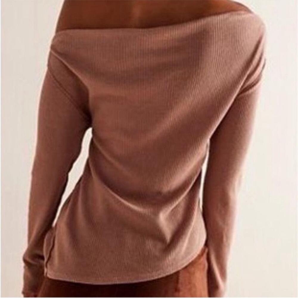 Free People We The Free El Sol Layering Top Knit Long Sleeve Mauve Size XS NWT - Picture 2 of 5